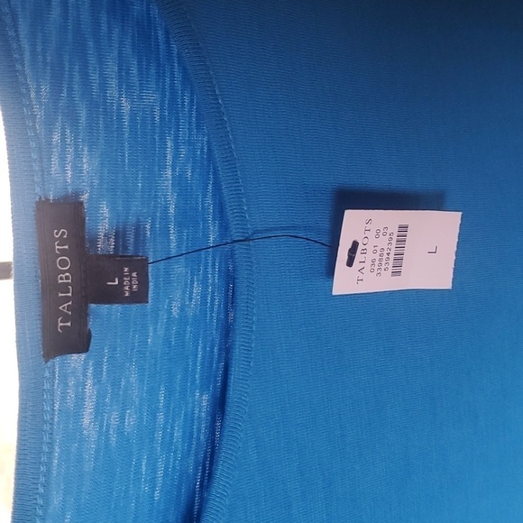 Talbots Blue Casual Flutter Smocked Sleeve Light, Comfortable Tee Sz L Dress - Picture 5 of 10